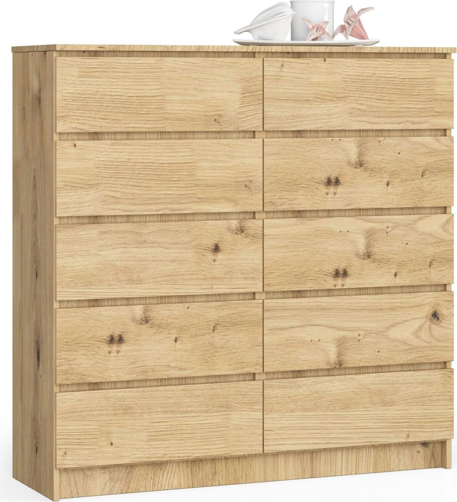 Komoda AKORD K120 Dąb Artisan 120 cm 10 szuflad kolor Dąb Zdjęcie produktu 