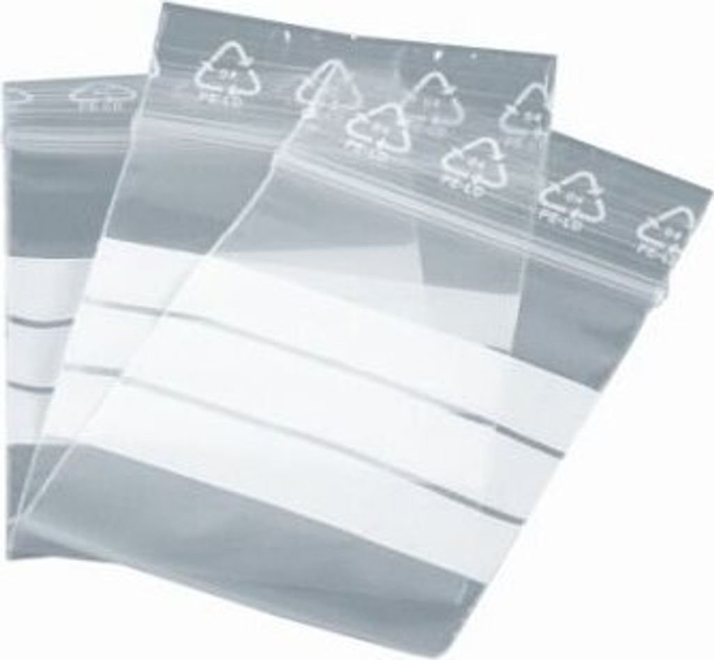 Druckverschlussbeutel mit 3 weißen Beschriftungsstreifen, 220 x 310 mm, 100 Stück