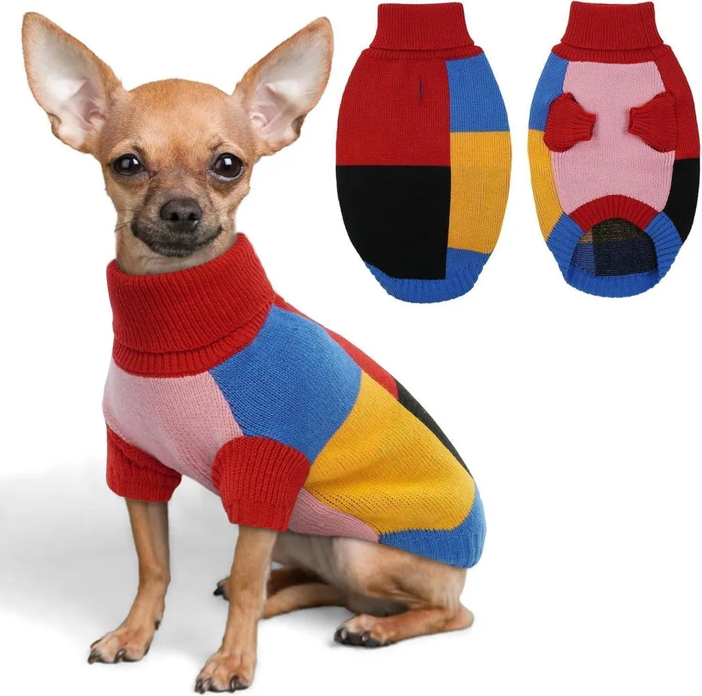 Cane maglione maglione vintage color blocking dolcevita XS rosso