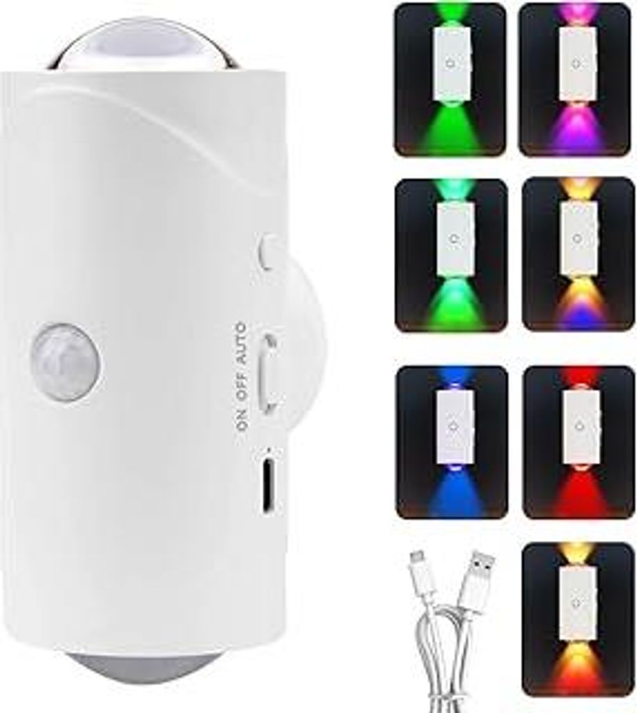 Intelligentes LED-Nachtlicht mit Bewegungssensor, Nachtlicht mit Bewegungsmelder, RGB-Farbverlauf Dimmbar, Magnetische Sunset Akku Lampe, Wandlampe...