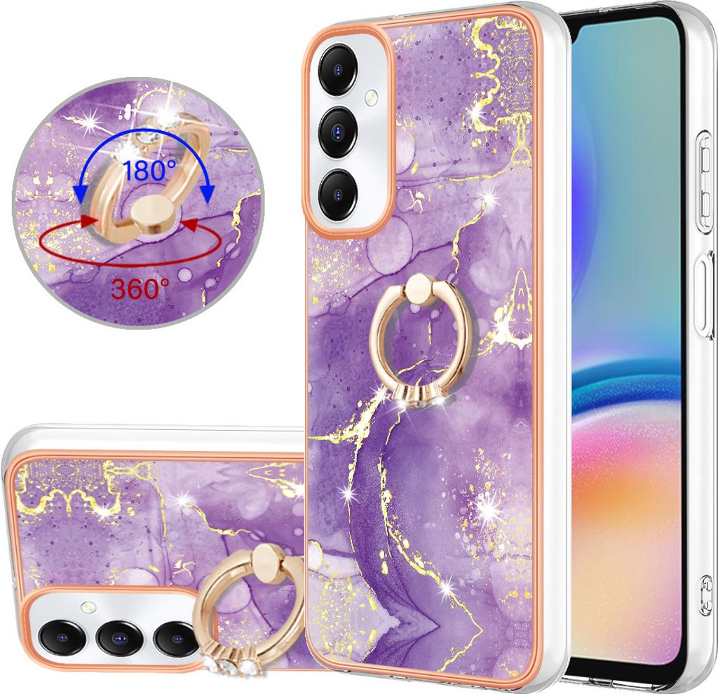 Hülle für Samsung Galaxy A05S Muster TPU Silikon Stoßdämpfer Bumper Schutzhülle mit Ring Ständer Violett