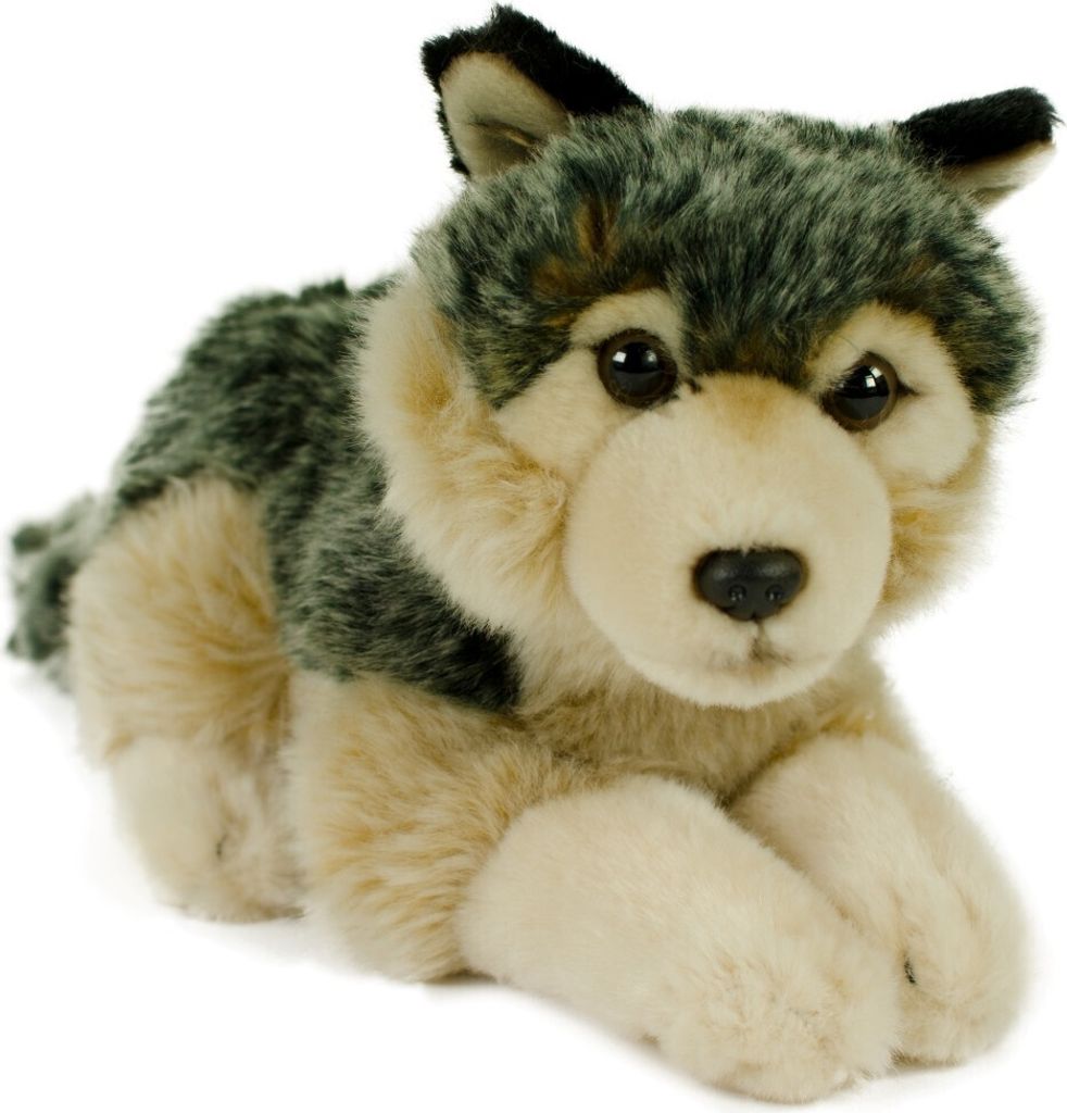 Uni Toys Wolf Wölfchen Welpe liegend groß Kuscheltier Plüschtier Stofftier