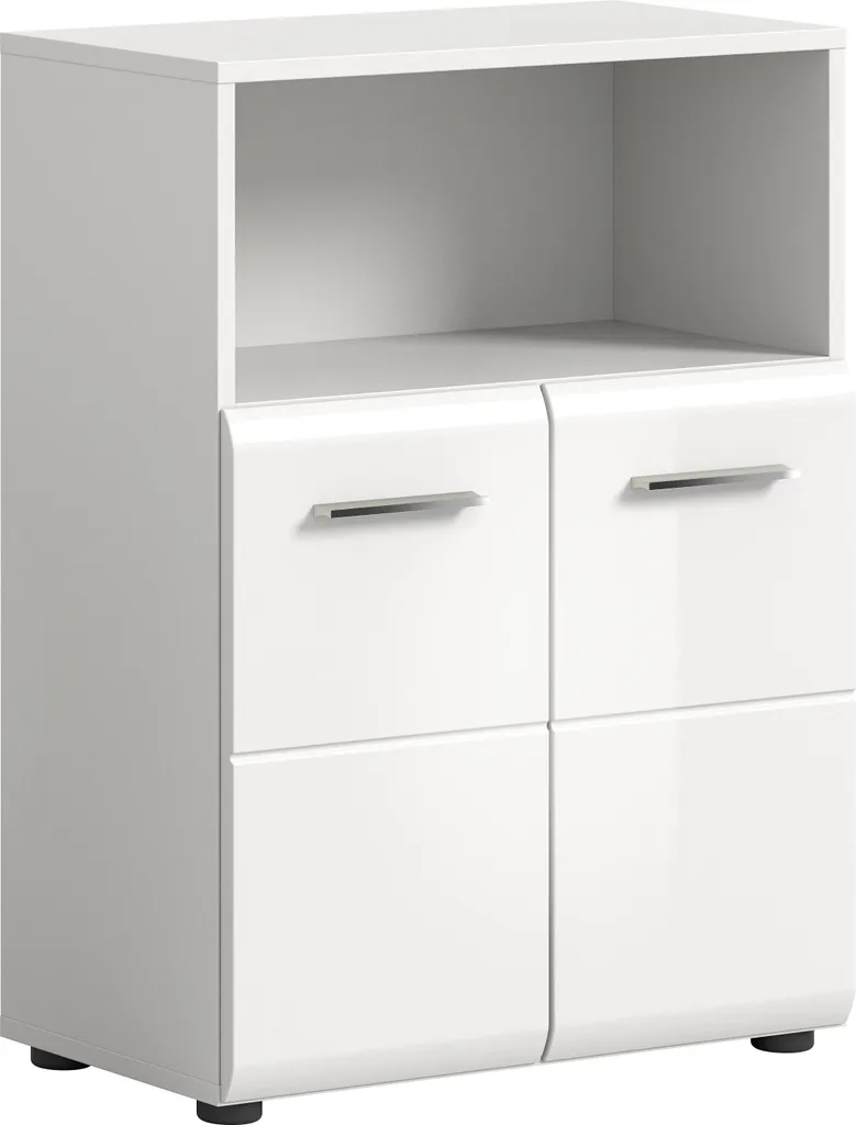 Meuble de rangement bas blanc brillant Ice 60 cm pour salon et entrée