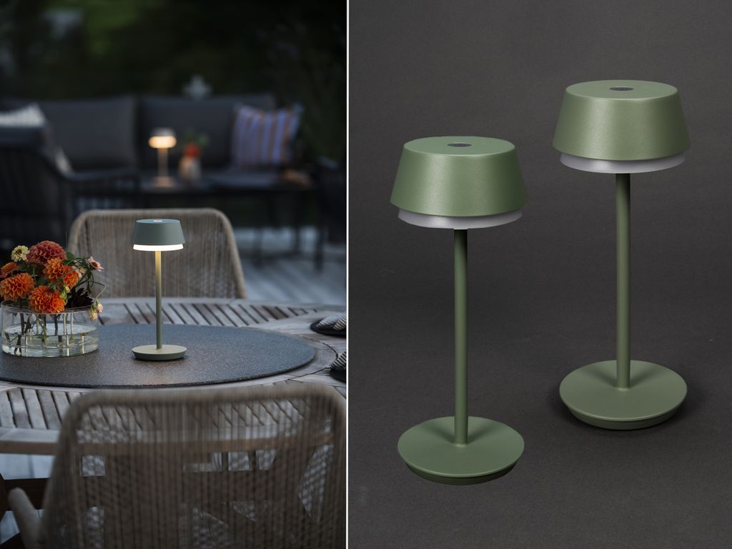 Set Akku Tischlampen für Outdoor kabellos Terrassenlampen ohne Kabel Höhe 30cm