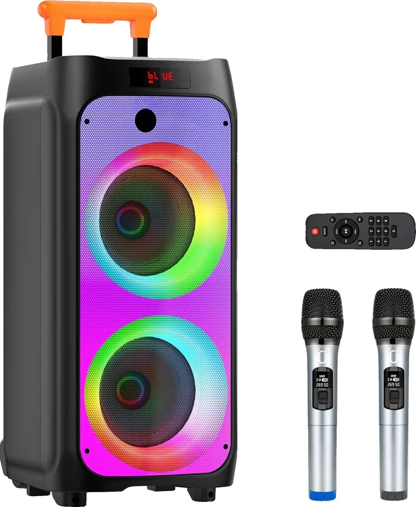 Machine à karaoké T8 avec microphones dual wireless et son surround 360°