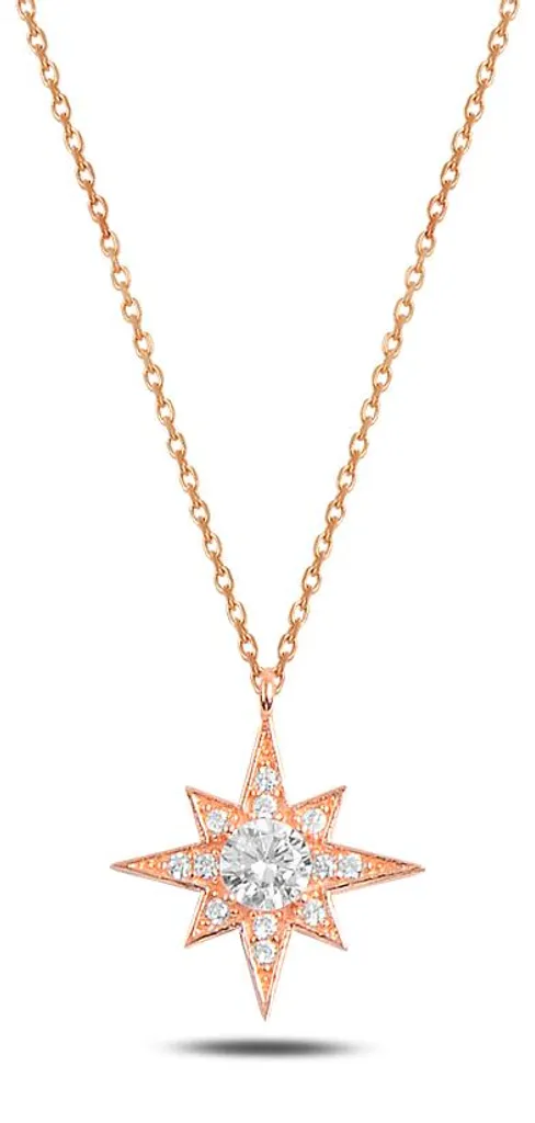 Collier Polarstern argent 925 et or rose pour femme avec zirconia