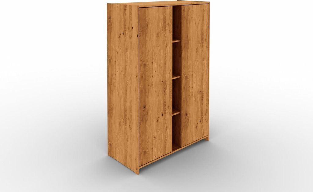 Kleiderschrank Zigo aus Wildeiche massiv 125x60x190 mit 2 Türen und 4 Fächern