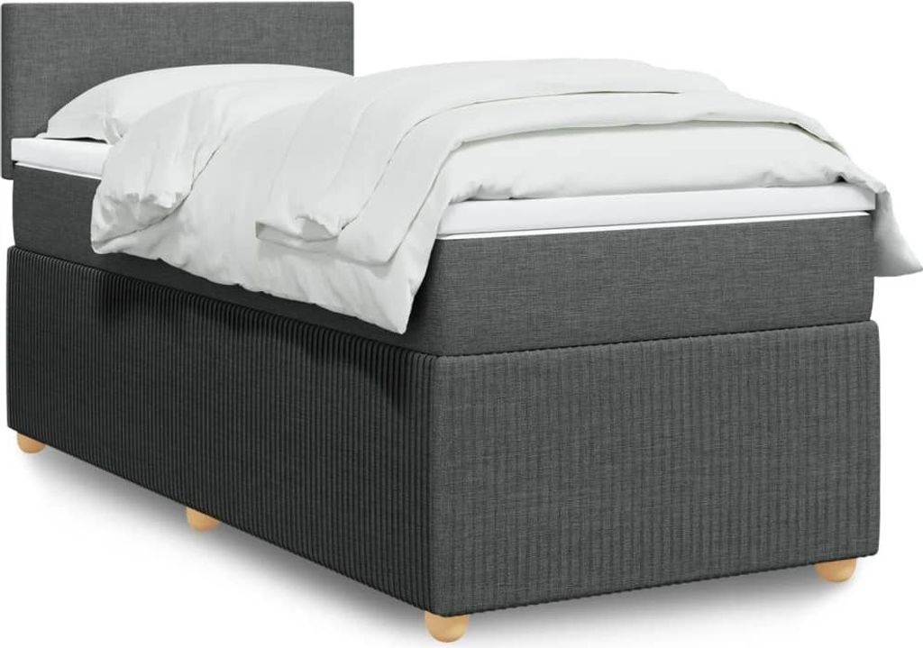 Boxspringbett mit Matratze Dunkelgrau 100x200 cm Stoff, Klassische Betten 2024 Neu DesignMöbel