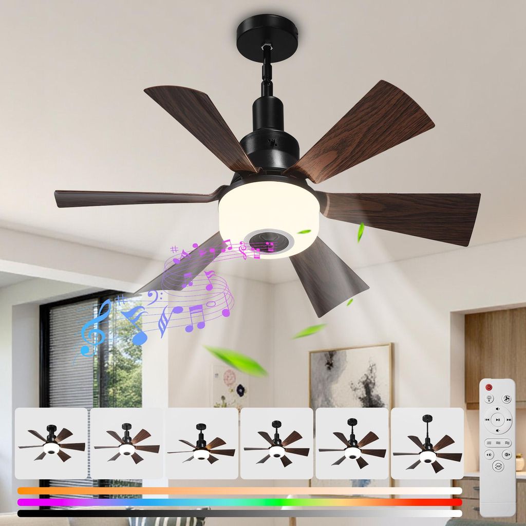 Deckenventilator mit Beleuchtung und Fernbedienung, E27 Produktbild 