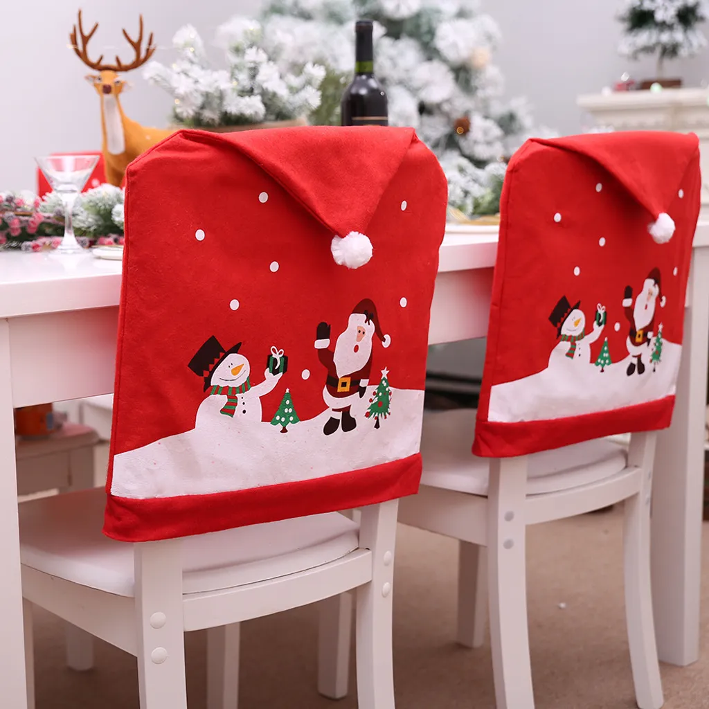 Set 6 Coprisedia Natalizi a Cappello di Babbo Natale per Sala da Pranzo