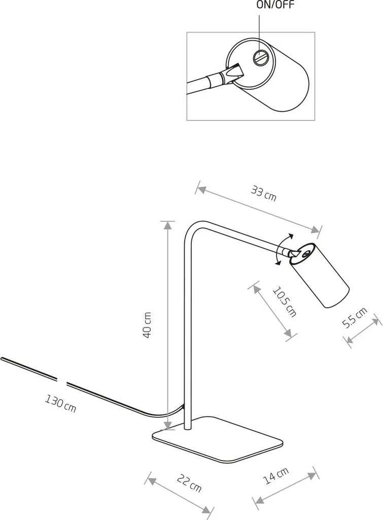 Lampe LED articulée MONO 7716 en acier noir, éclairage directionnel - 2