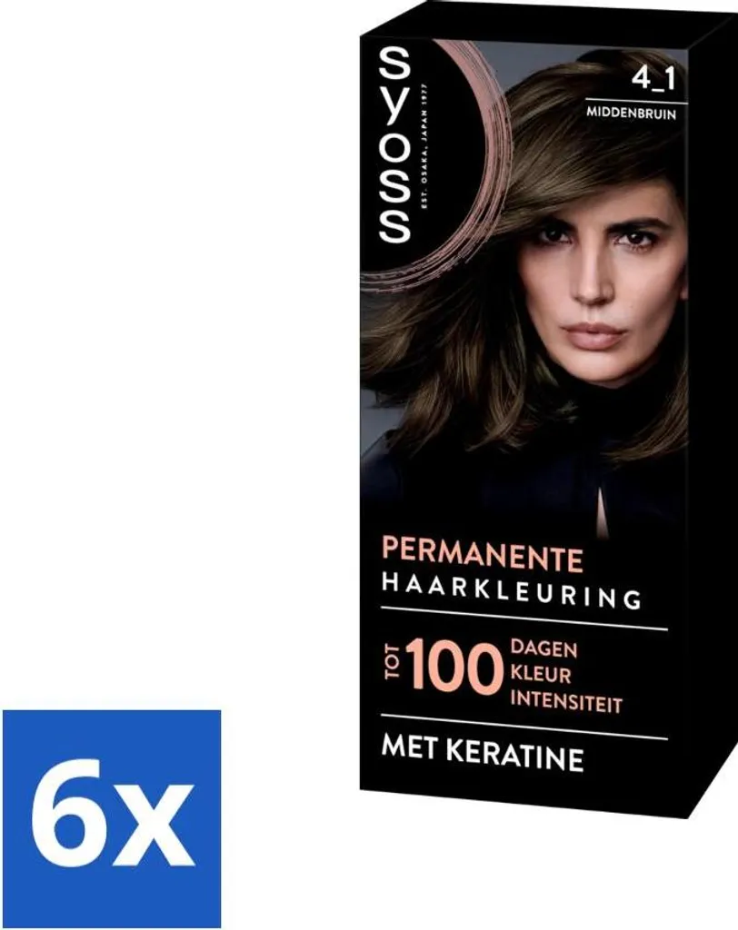 Syoss 4-1 Castano Medio: Tintura Professionale 6 Pezzi Copertura Grigia
