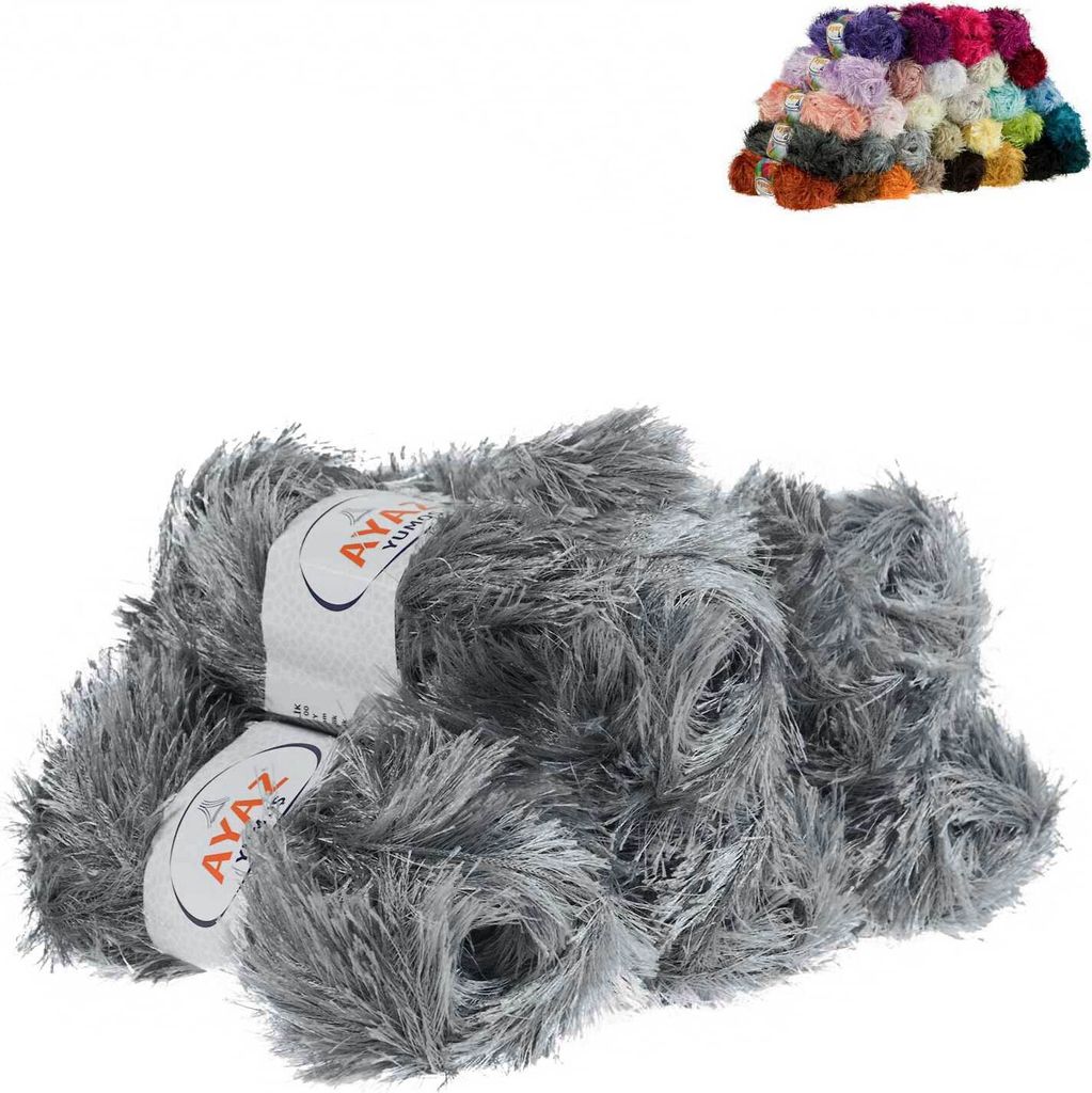5 x 100g Strickgarn Yumos grau