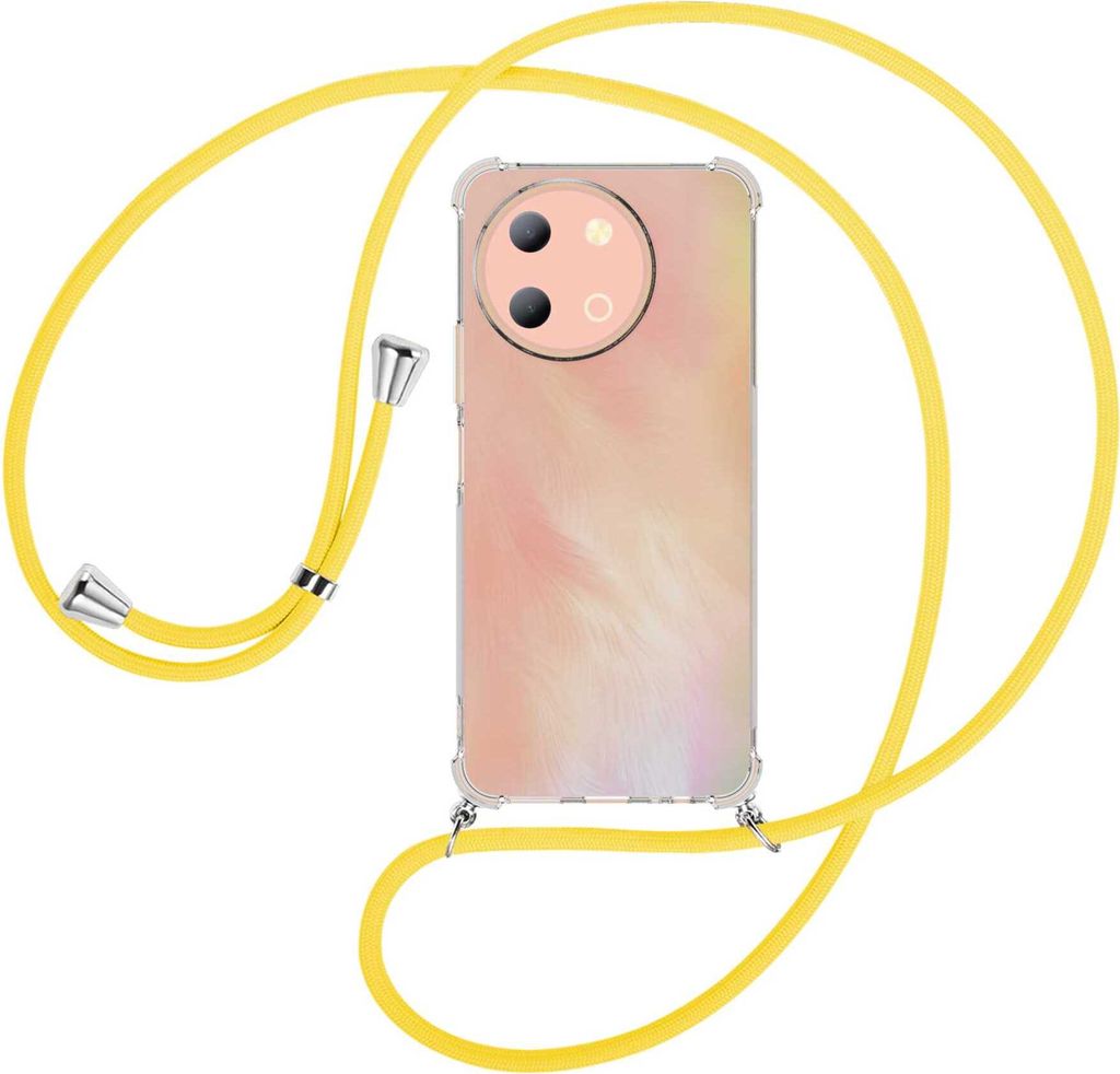 Handykette Backcover-Schutzhülle mit Band (Metall silberfarben) für vivo Y38 5G - gelb