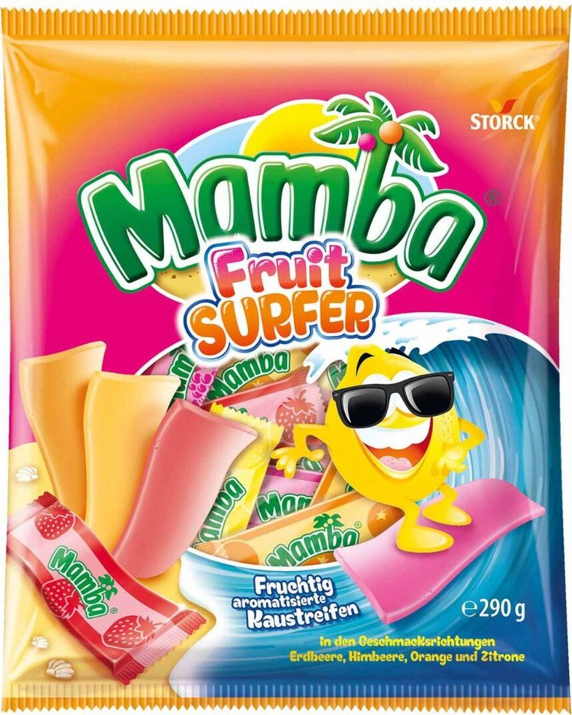 Mamba Fruit Surfer leckere Kaufstreifen mit fruchtigem Produktbild 