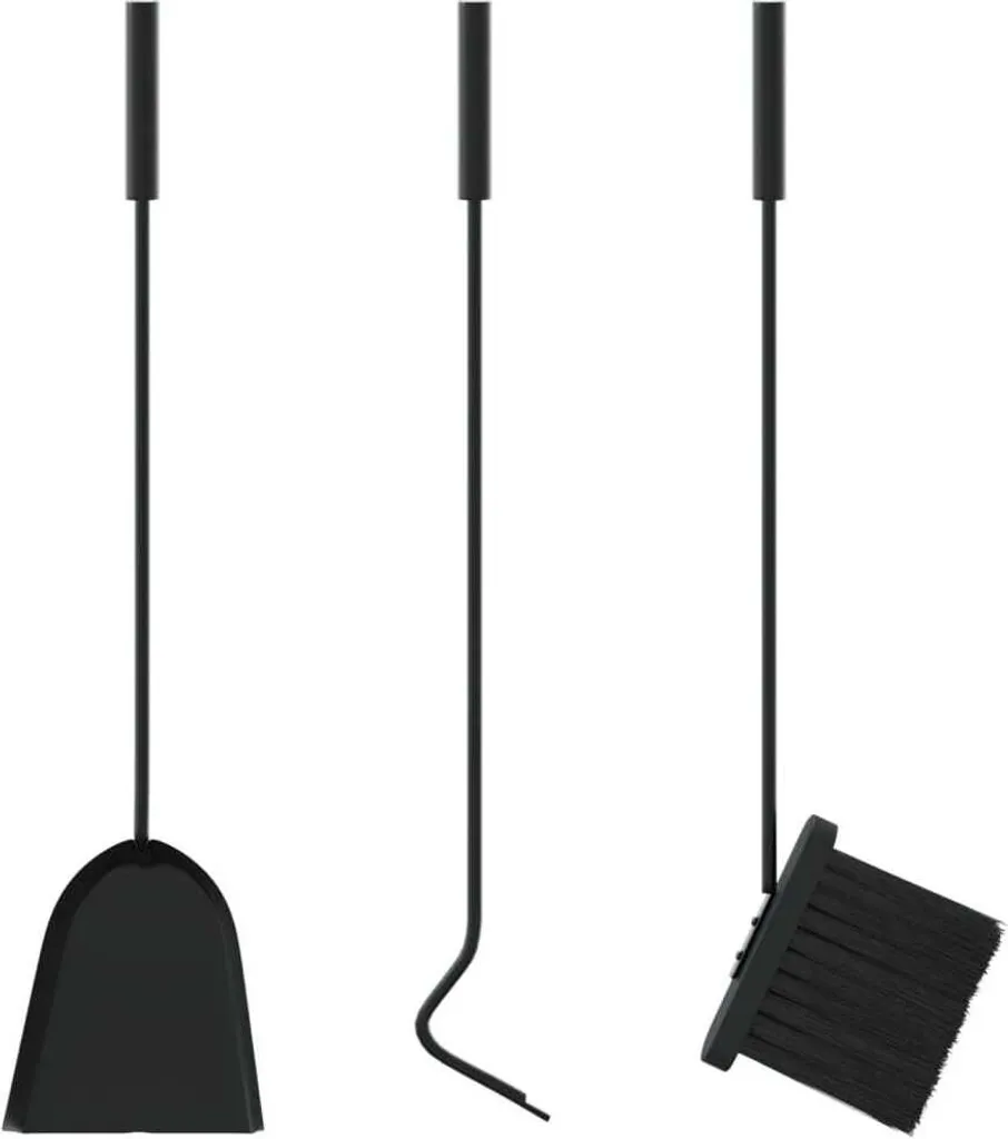 Kit outils cheminée 22x59 cm en acier durable avec support stable