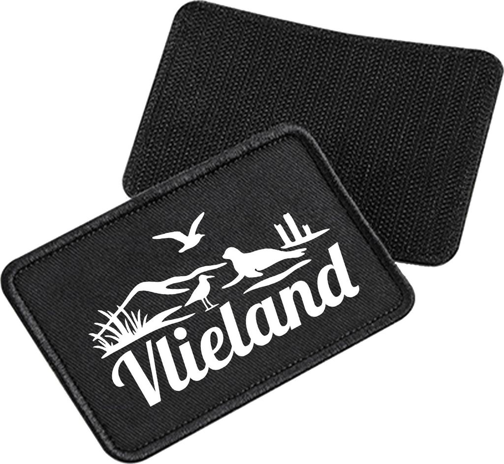 Huuraa Patch Vlieland Niederlande Black 10 x 6,5cm Baumwolle Klettpatch für Mütze Geschenkidee