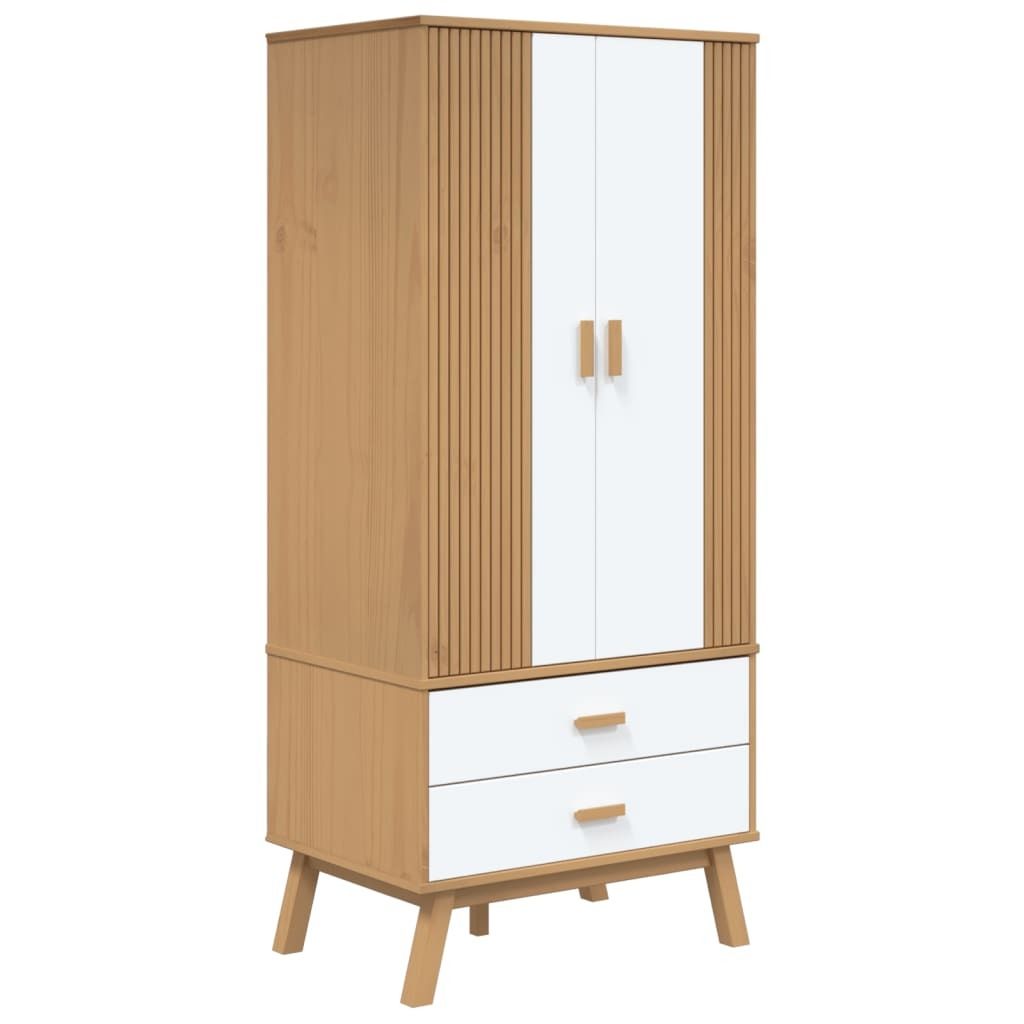vidaXL Kleiderschrank OLDEN Weiß Braun 76,5x53x172cm Produktbild 