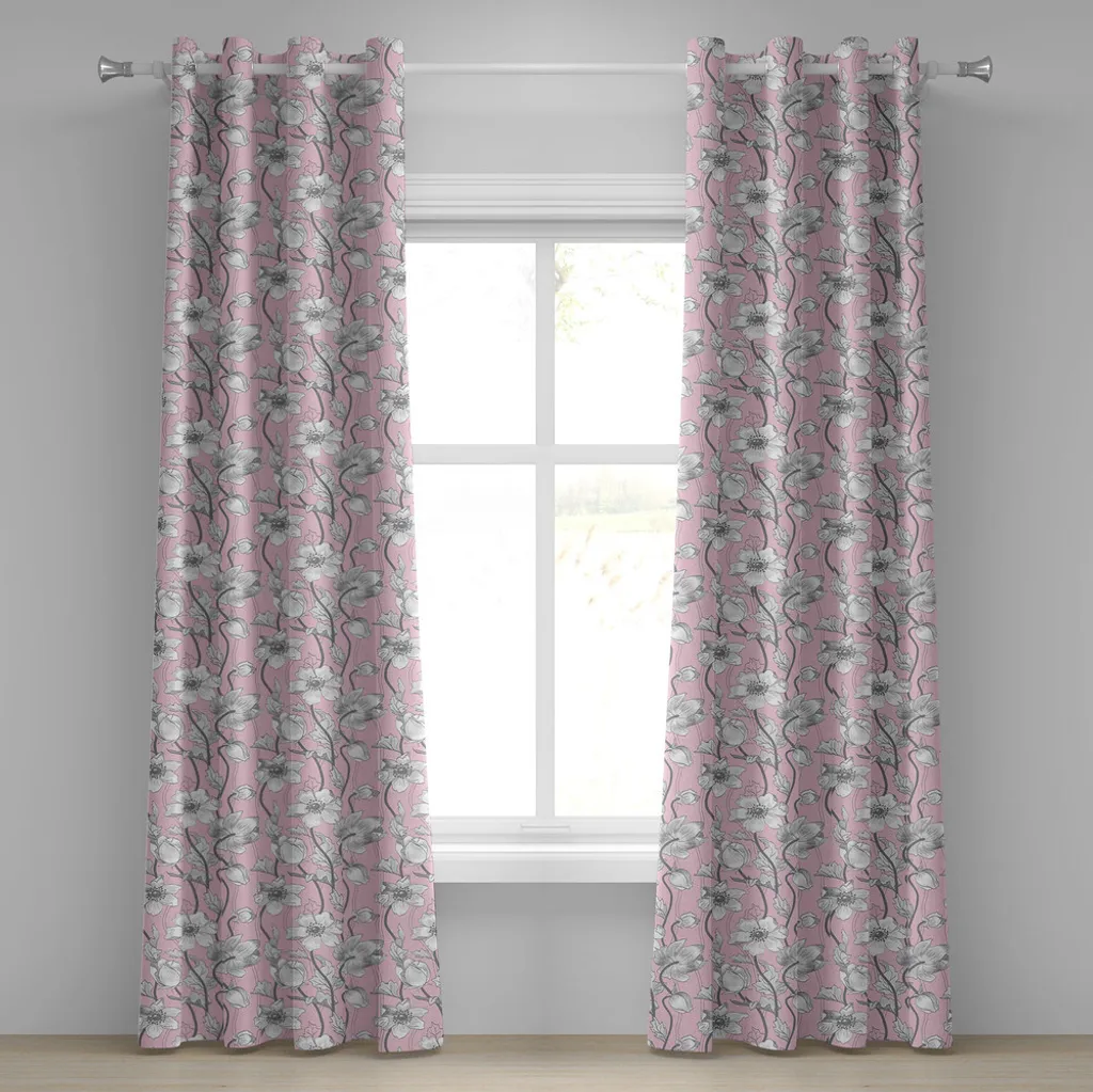 Rideau occultant décoratif rose et gris 280x175 pour ambiance zen de nuit