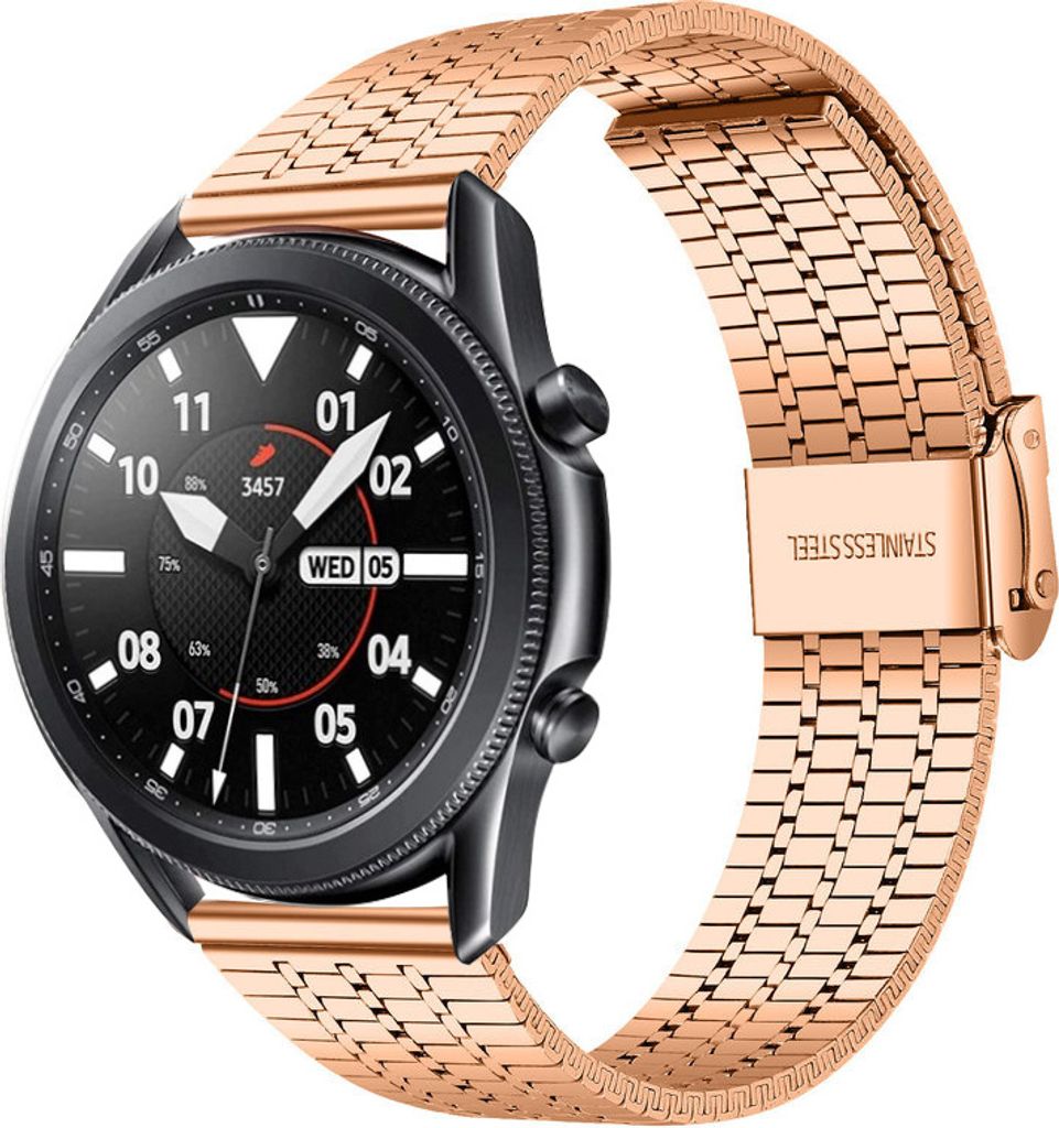 Strap-it Edelstahlarmband - Kompatibel mit Samsung Galaxy Watch 3 Armband 45mm Ersatzarmband Edelstahl - Verstellbarer Verschluss - Hochwertiges Ma...