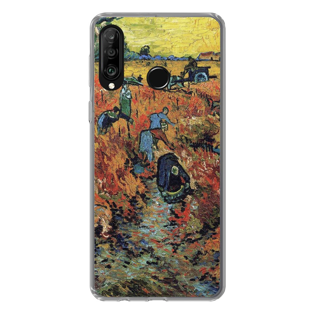 MuchoWow Handyhülle Schutzhülle Hülle für Huawei P30 Lite Der rote Weinberg - Vincent van Gogh Silikon Softcase Handy Hülle - Handyhülle