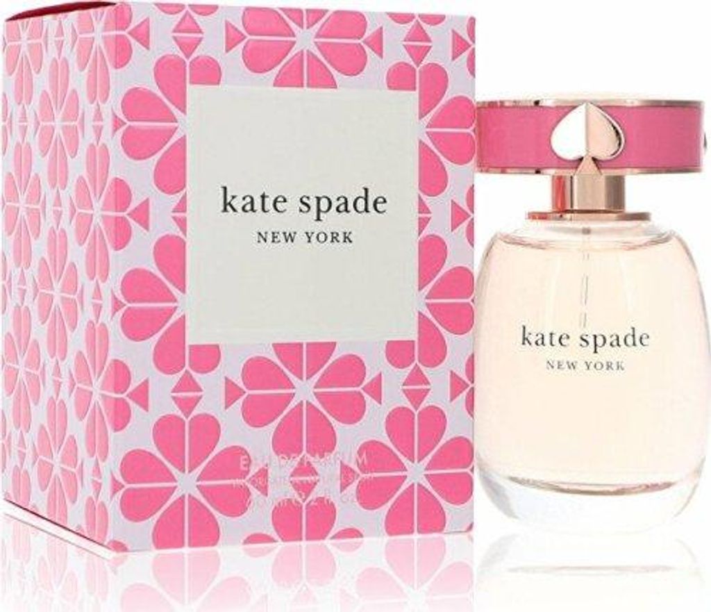 A Kate Spade New York perfume bottle and its packaging are displayed against a white background.