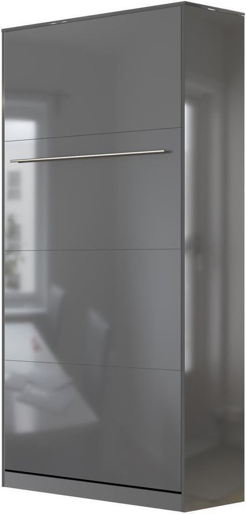 SMARTBett Schrankbett Standard Anthrazit Hochglanz/Anthrazit Hochglanz 90 Vertikal