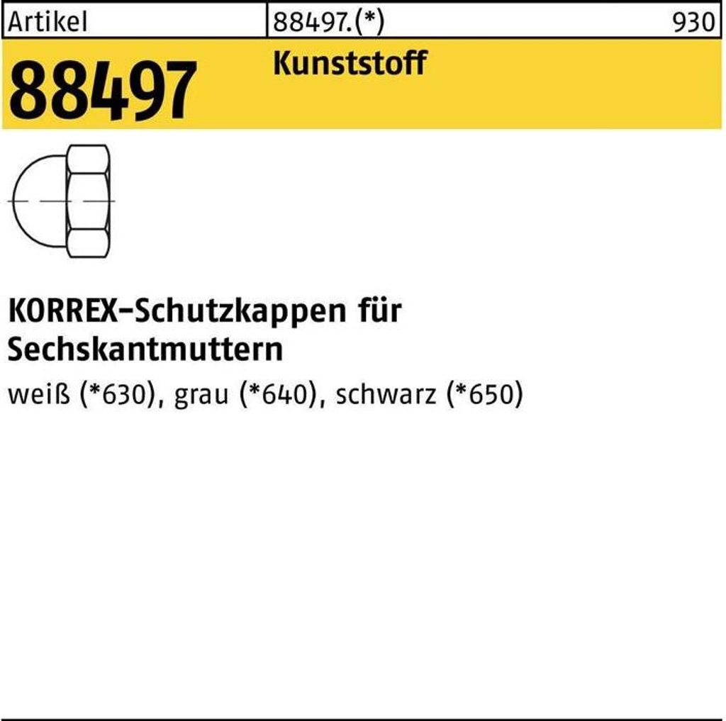 Schutzkappe R 88497 f.Sechskantmuttern f. M 12 / SW 19 Kunststoff wei