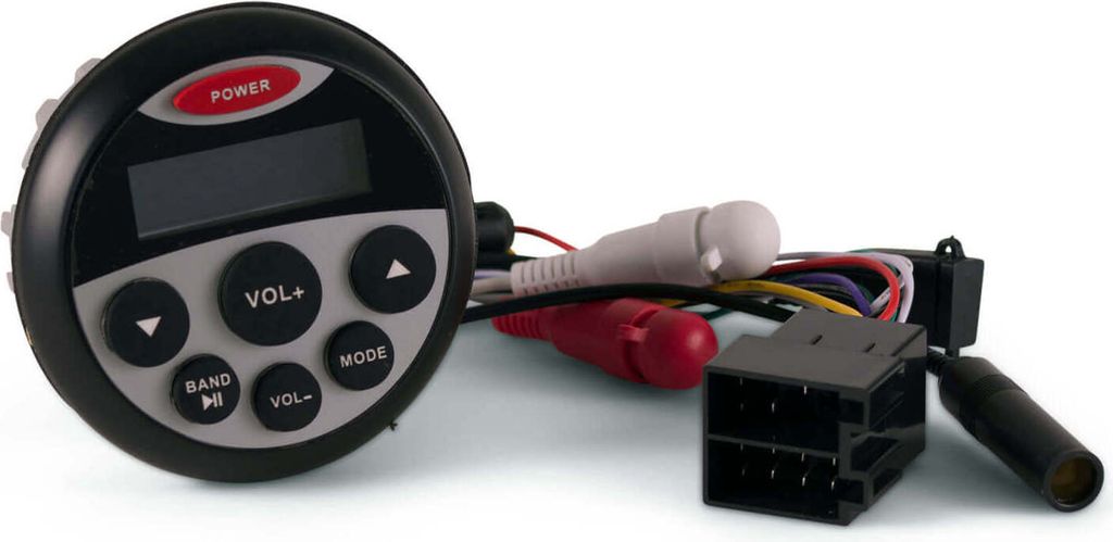 wasserdichtes Marine Einbau-Radio, MP3 Player/ USB / AUX / Bluetooth, rund, schwarz
