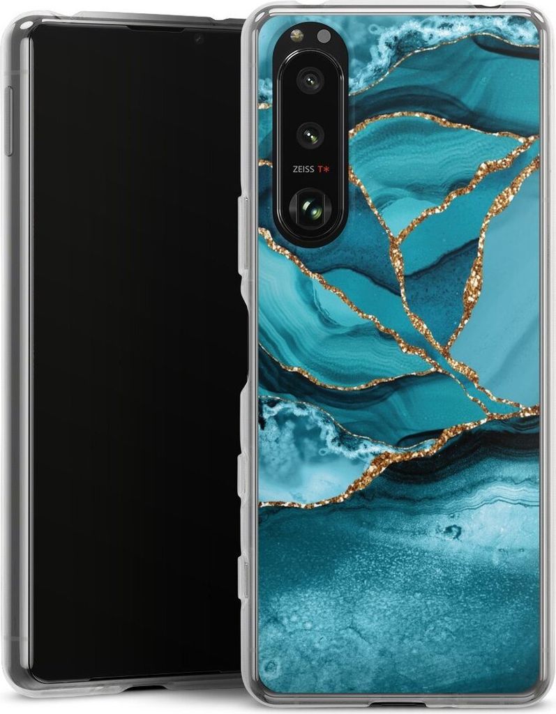 DeinDesign Handyhülle für Sony Xperia 5 III Silikon Hülle Case Smartphone Schutzhülle Edelstein Glitzer Look Marmor
