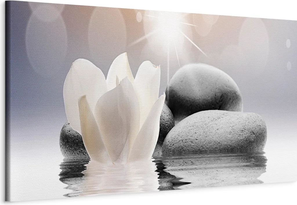 Quadro su tela italiano - Ciottoli in acqua (1 parte) stretto 135x45 cm Oriente b-B-0268-b-a