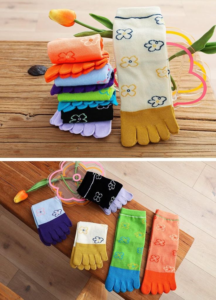 2 Paar Zehensocken Damen - Baumwolle Mit Rutschfester Sohle