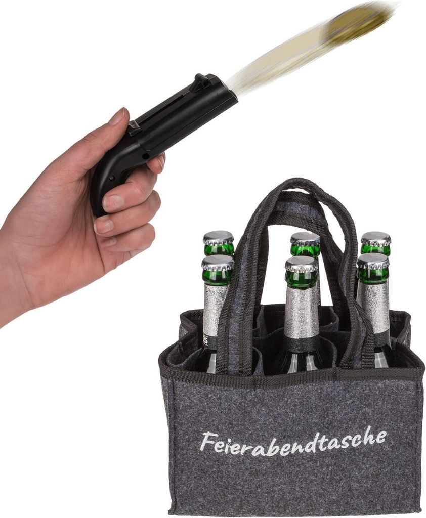 Flaschentasche mit Flaschenöffner Kronkorken Schussfunktion - Feierabendtasche