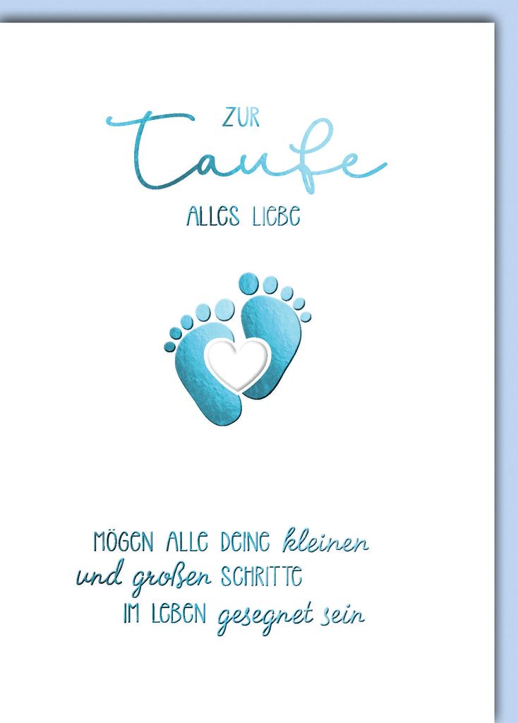 Taufe Junge Glückwunschkarte mit Umschlag Babyfüsschen blau Produktbild 
