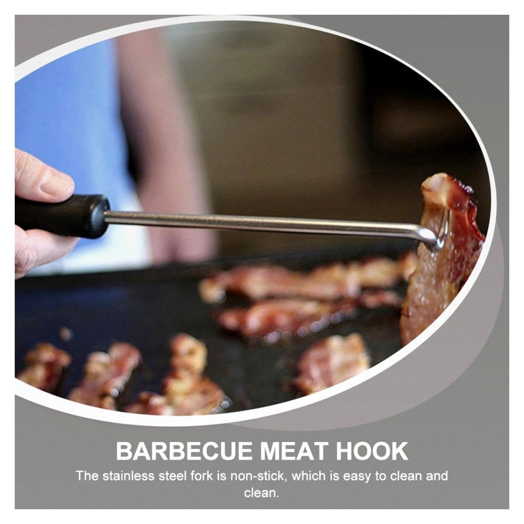 Edelstahl-Grillgabel mit rutschfestem Griff für Fleisch, langlebig und leicht, geeignet für Steak und Lammkoteletts, Grillwerkzeug für den Auße...