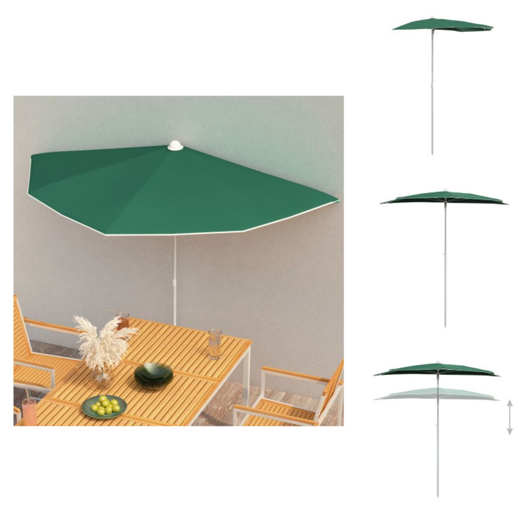 vidaXL Halb-Sonnenschirm mit Mast 180x90 cm Grün - Sonnenschirme & Sonnenschutze