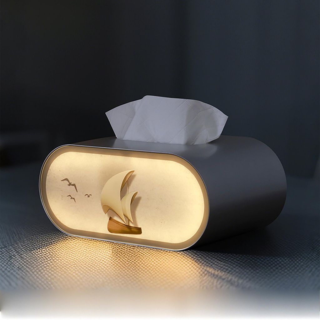 Papiertuchbox Nachtlicht-Taschentuchbox taschentücher box Schlafzimmer (Set, Taschentuchbox-Nachtlicht, LED-Leuchte, große Öffnung)