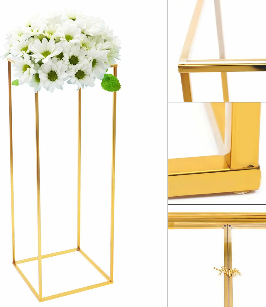 Présentoir de fleurs en métal blanc pour décoration de mariage élégante
