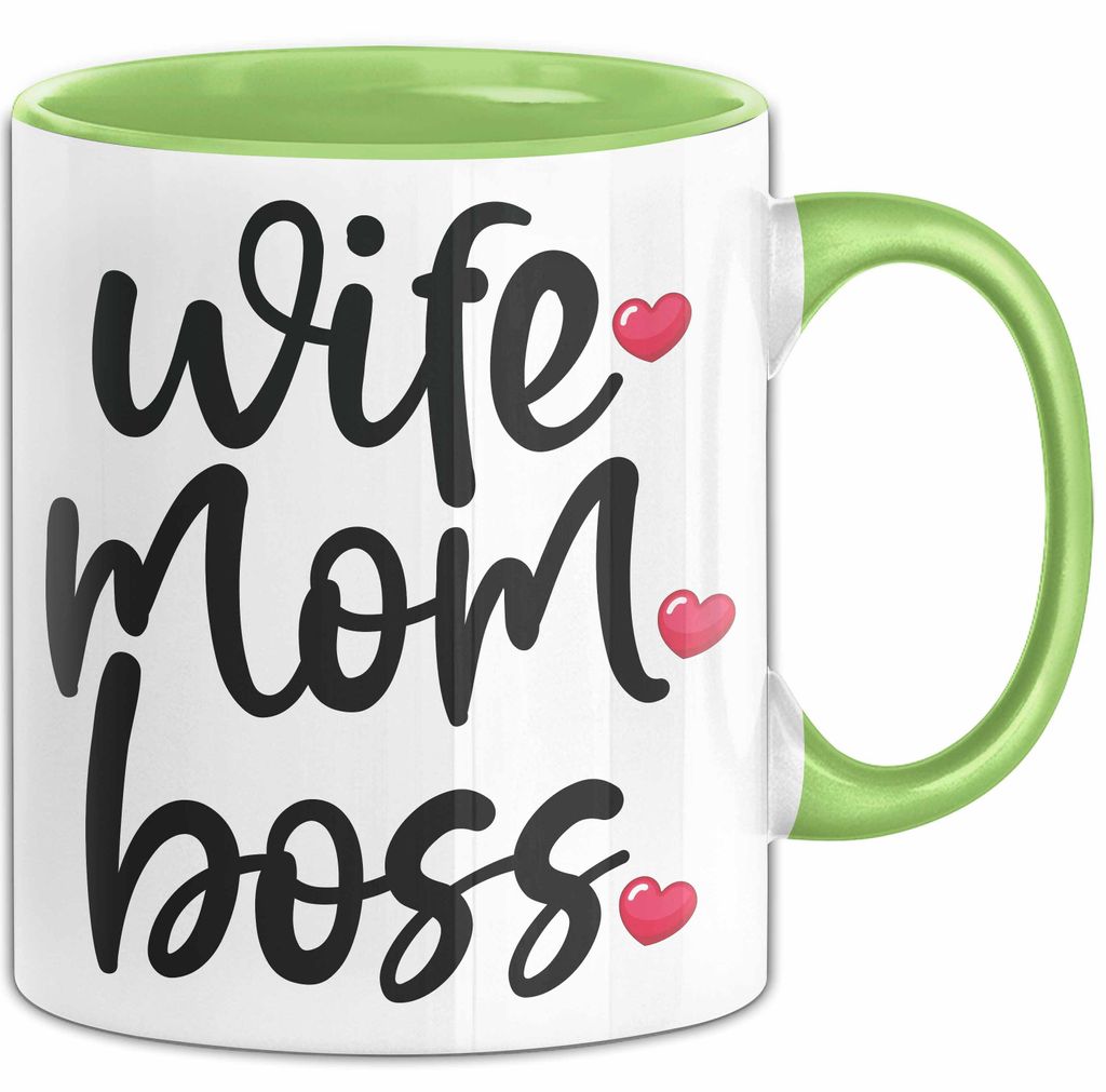 Tasse Wife Mom Boss Geschenkidee für Mütter und Ehefrauen (Grün)