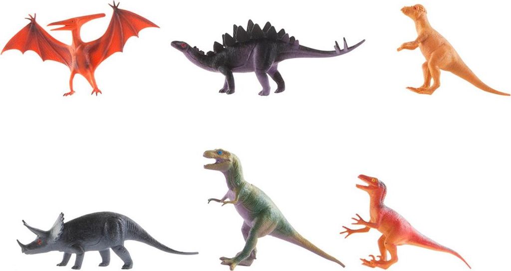 Idena 4320102 - Spielfigurenset mit 6 Dinosauriern, aus Kunststoff, jeweils ca. 15 cm groß, Spielspaß für die Badewanne, den Sandkasten, im Kind...