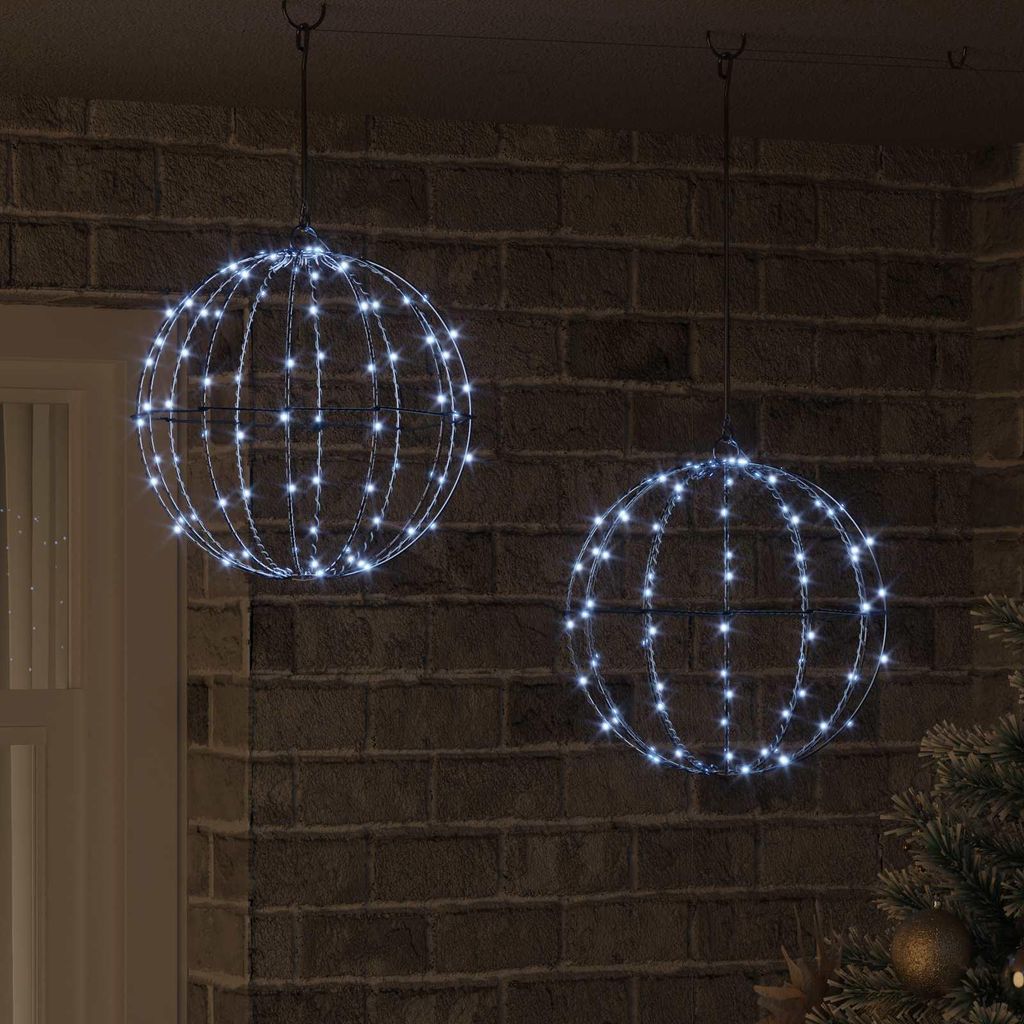 vidaXL Ball mit 192 LEDs 2 pcs Kaltweiß 31,5 x 31,5 x 32 cm Produktbild 