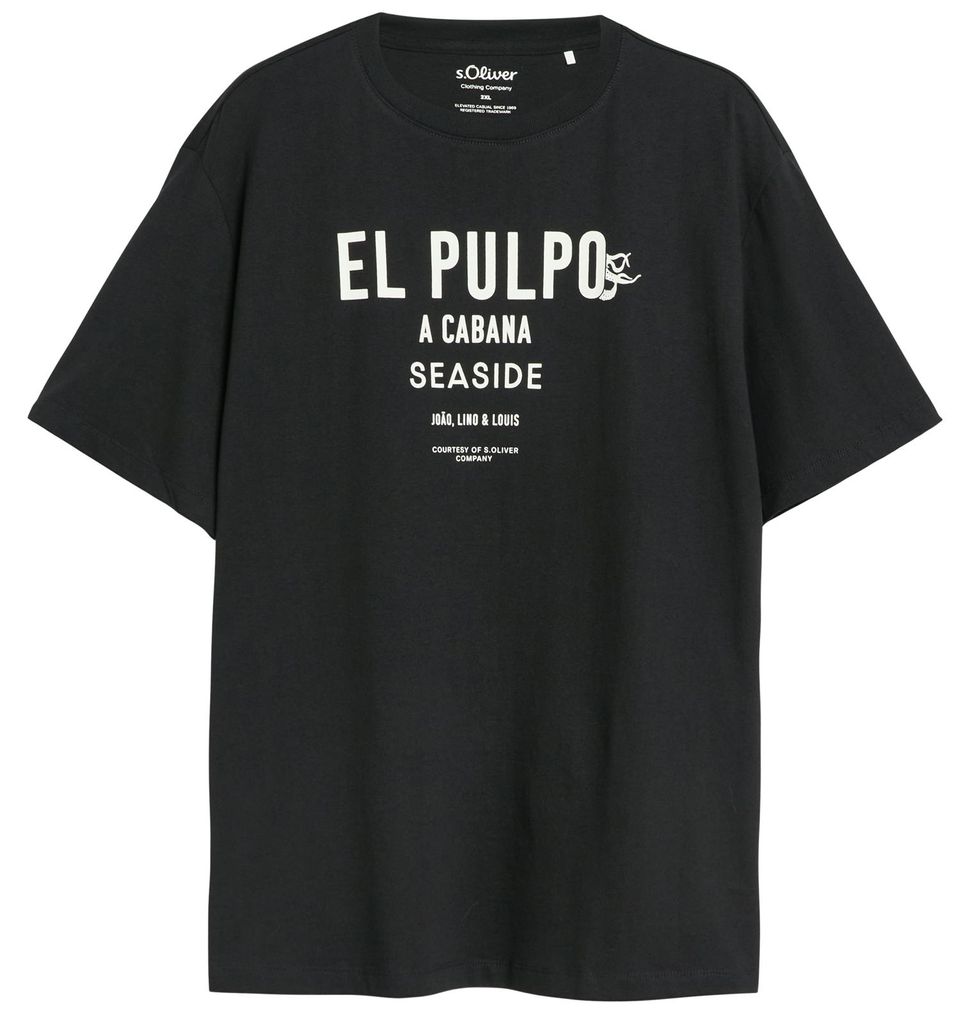 s.Oliver XXL T-Shirt schwarz Frontprint El Pulpo