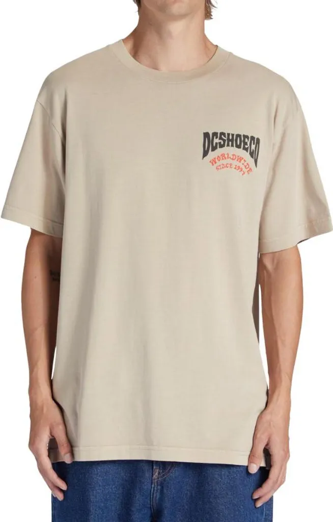 T-shirt DC Shoes Defiant Tees Plaza Taupe Enzyme en coton taille L