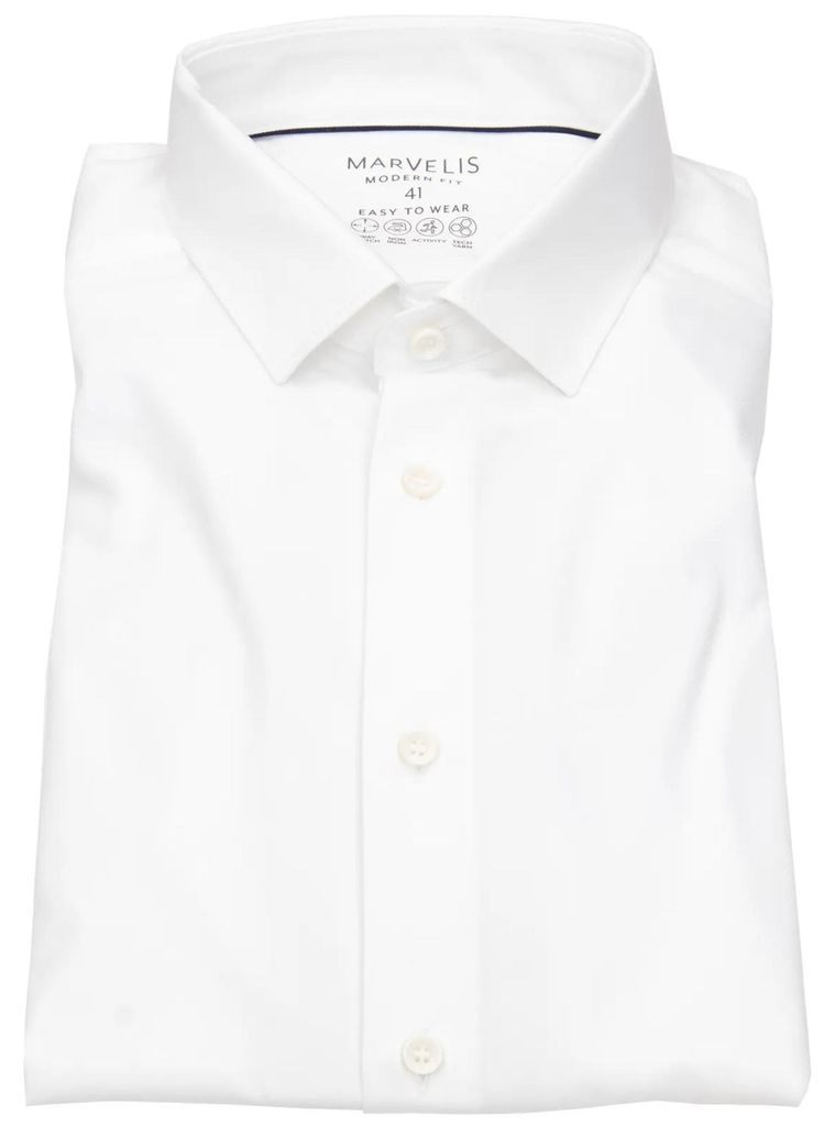 Marvelis - Modern Fit - Herren Langarm Hemd, (762824), Größe:46, Farbe:Weiß (00)