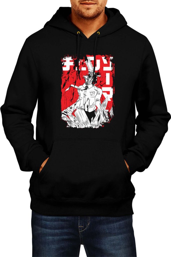 Herren Kapuzenpullover Manga Japan Anime Comics Animation Chainsaw Anime manga Man 18, Man L / Schwarz