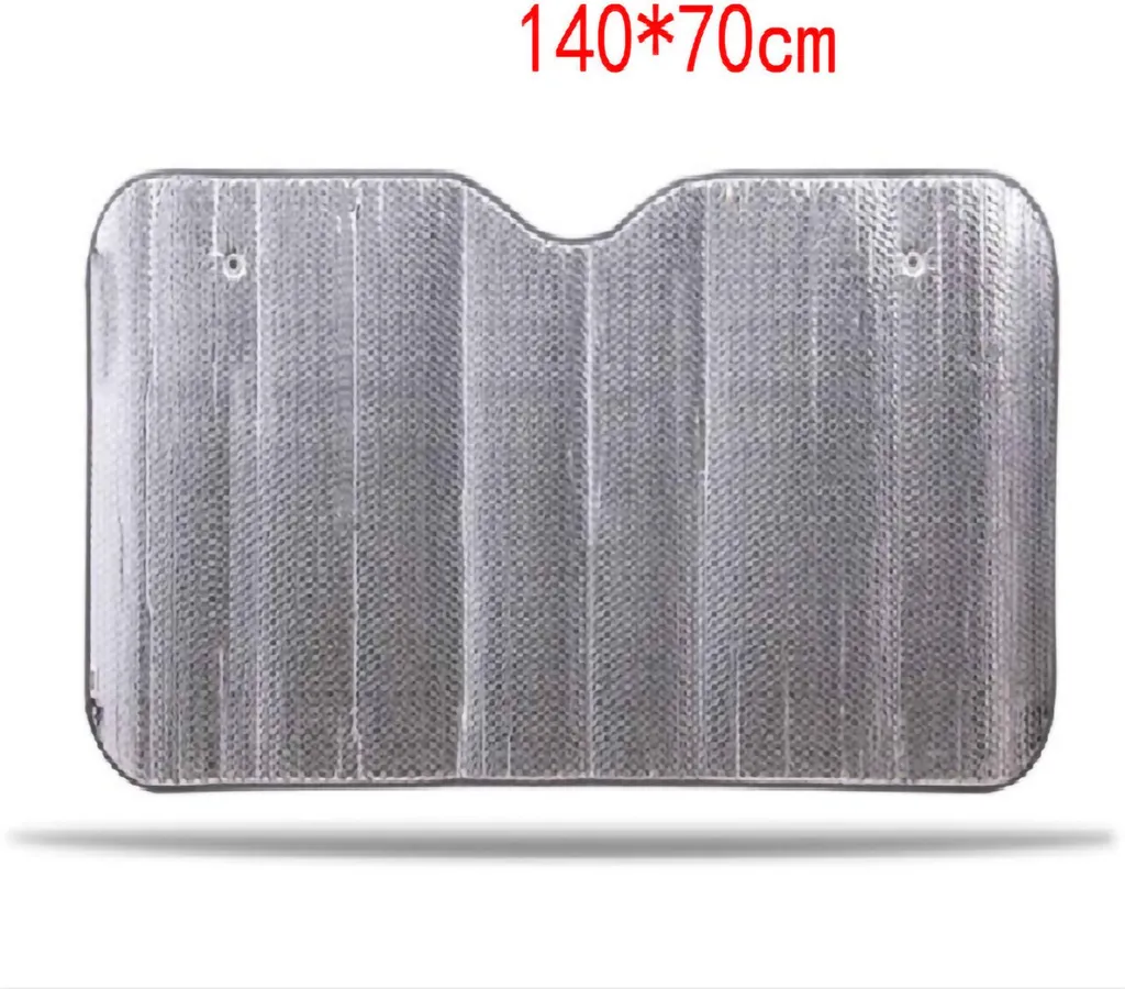 Parasole per parabrezza dell'auto, pieghevole, riflettore dei raggi UV, foglio di alluminio bifacciale, accessorio interno per la protezione solare, 140 x 70 cm