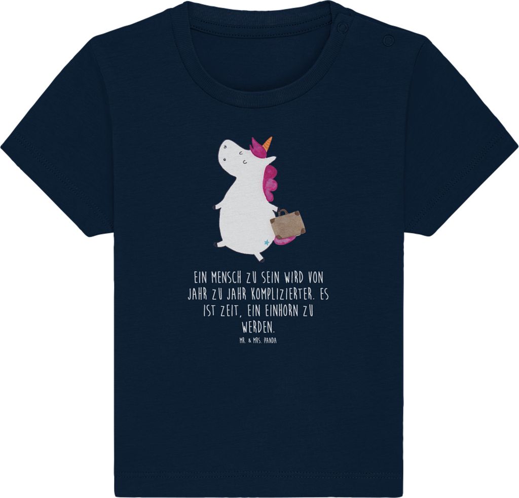 Mr. & Mrs. Panda Organic Baby Shirt Einhorn Koffer 0. - 6. Monat - French Navy - Geschenk, Gepäck, Lustig, Kleinkind, Top, Unicorn, Kinder, Einhö...