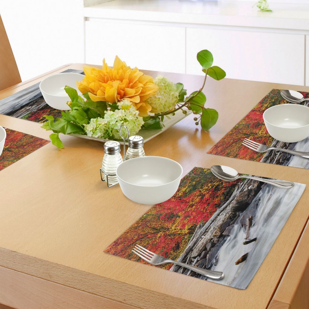 ABAKUHAUS Treibholz Platzmatten, EIN Floß des Treibholzes liegt durch EIN hetzendes Rocky Stream Autumn Season Forest Digital-Bild, Tiscjdeco aus ...