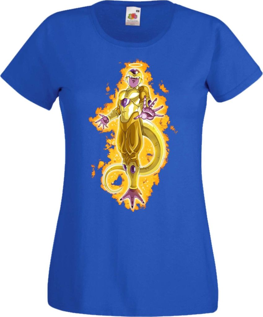 Damen T-Shirt Anime Manga Dragon Anime Manga Ball Z 08 Golden Freezer, Lady 2XL / Blau