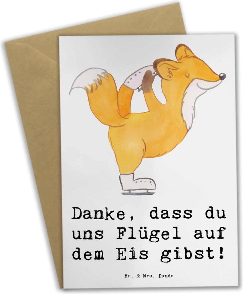 Mr. & Mrs. Panda Klappkarte Eiskunstlauf Trainerin Danke - Produktbild 